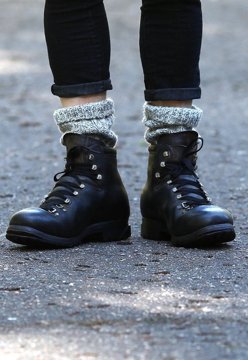 Black COMBAT Boots Mens Military Vintage 1960s Lace Up Distressed