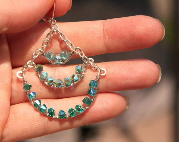 Swarovski crystal Earrings,Chandelier earrings , Aqua Blue Dangle Earrings Chandelier Earrings Aqua Wedding Bridesmaids Gift