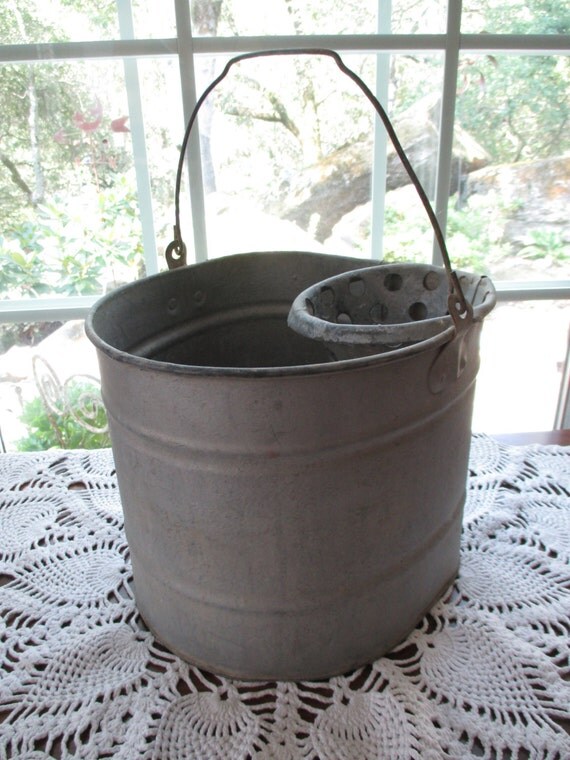 Vintage Galvanized Metal Mop Bucket