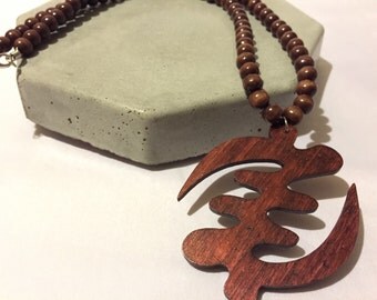 Mens Beaded Necklace With Gye Nyame Pendant
