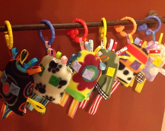 SALE 40% OFF Baby tag toy, Tagamajig toy, Teether, Pillow tag toy,Taggie toy