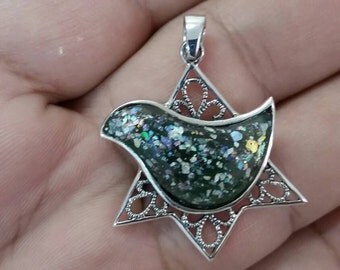 Sterling silver david star with 2000 years old roman glass ----hot selling--