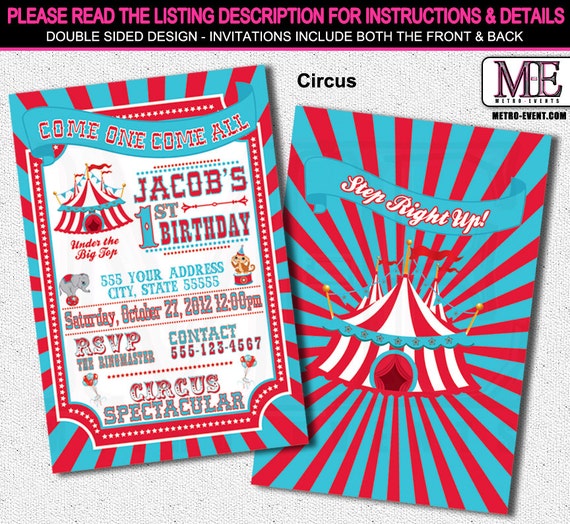Vintage Circus And Carnival Invitations