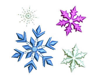 Snowflakes Machine Embroidery Design Set Sparkle Bursts Christmas New Year Frozen Ice Princess CHR031
