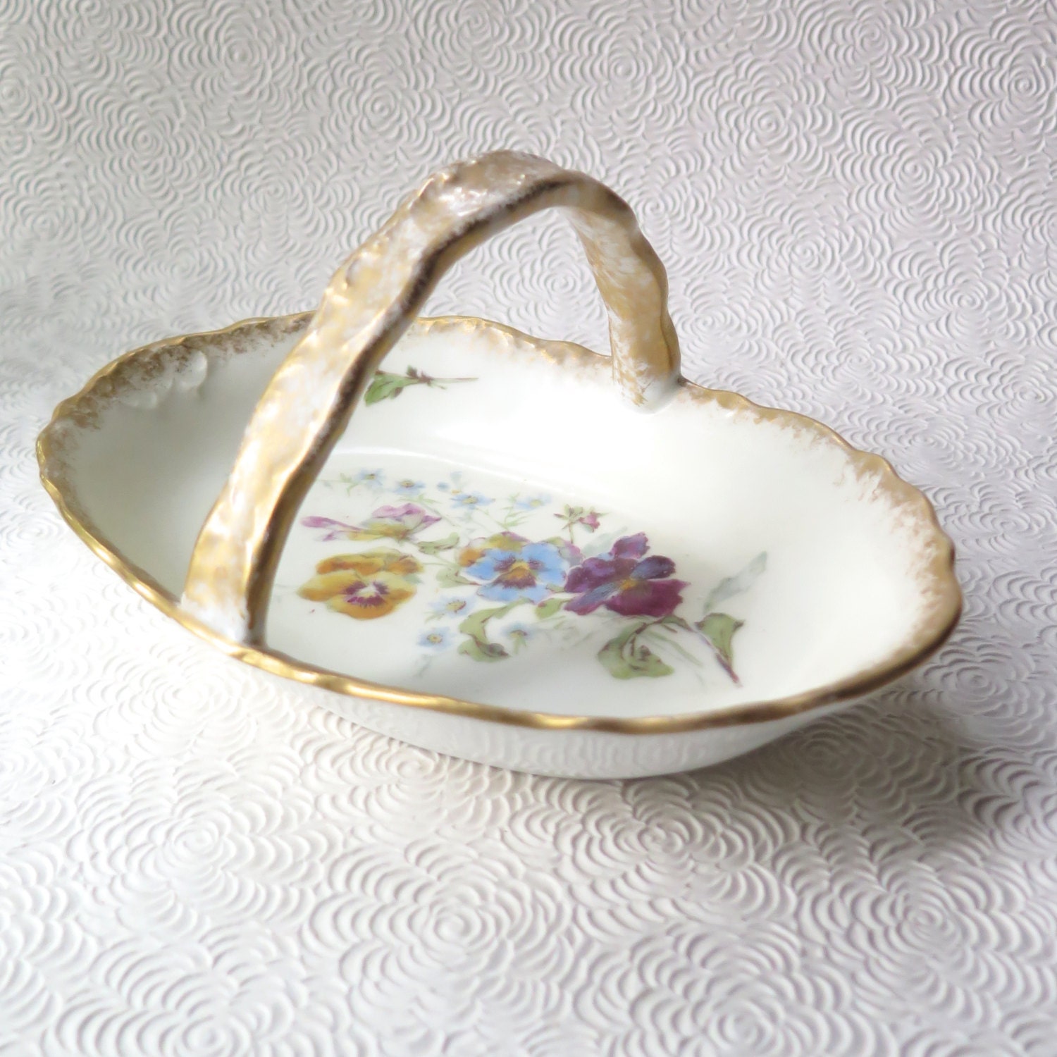 Limoges Candy Dish Handle Tray Vintage France French Porcelain