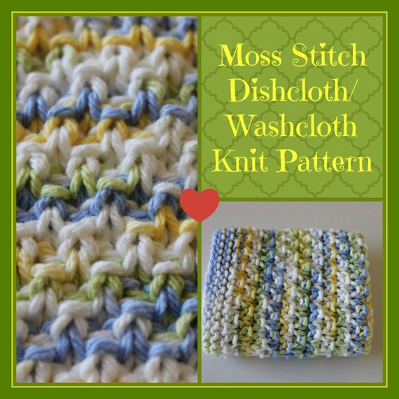 Knit Pattern Moss Stitch Dishcloth Instant Download