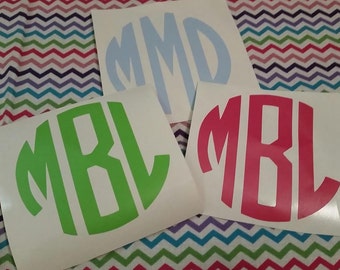 3 inch Monogram Initials Decal Personalized Vinyl Sticker