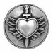 12 Braveheart 7/8 inch ( 22 mm ) Winged Heart Dagger Metal Buttons