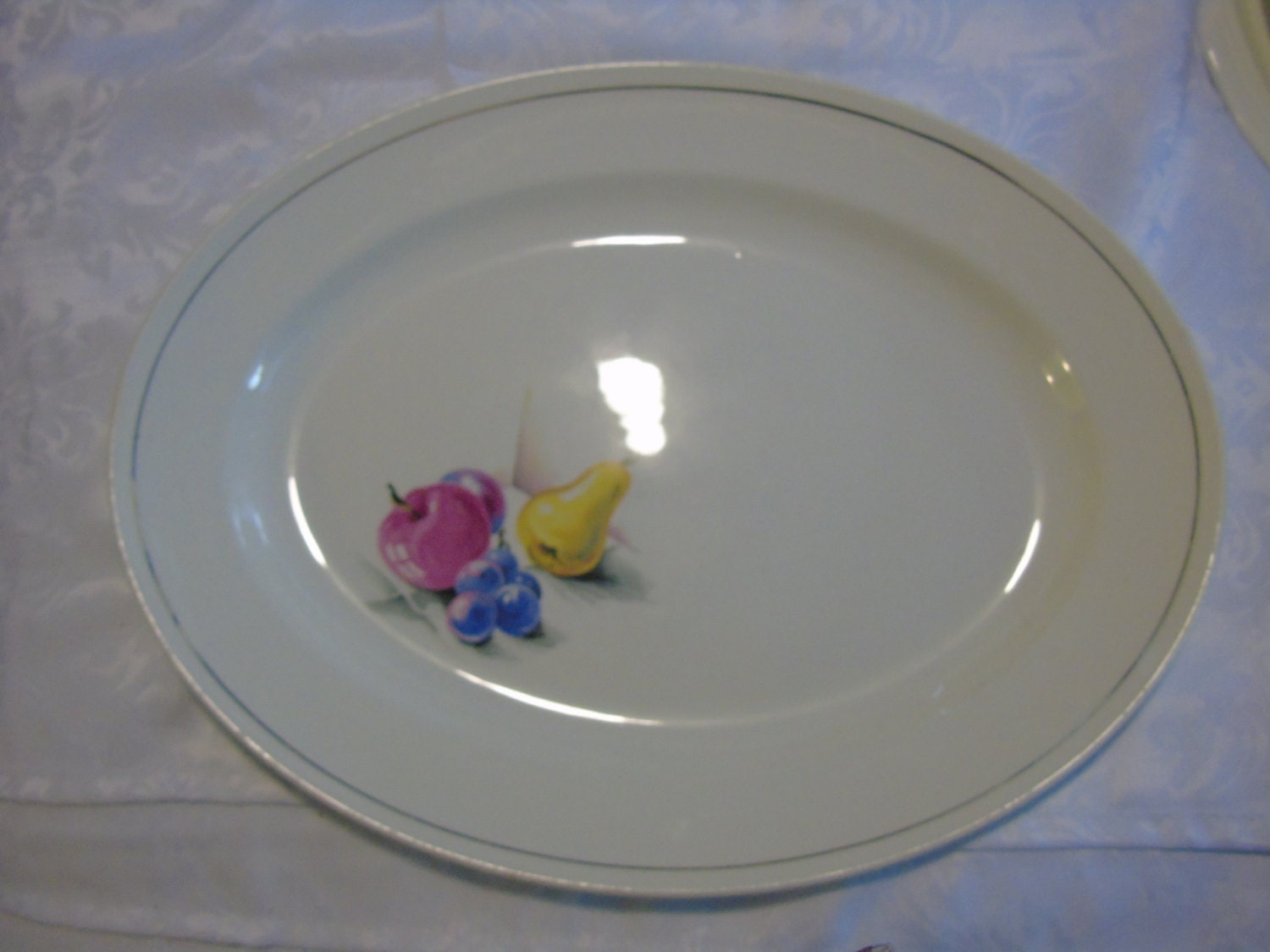 vintage Edwin M Knowles vitreous china large platter gold