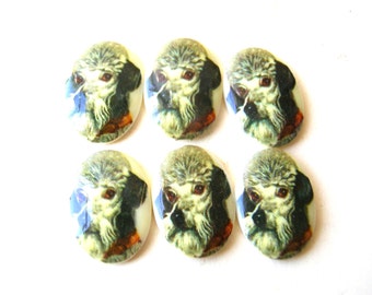 Vintage Dog Cabochons 13X18mm - 13 X 18 Cabs - Poodle Cabochons - Jewelry Supplies - Craft Supplies