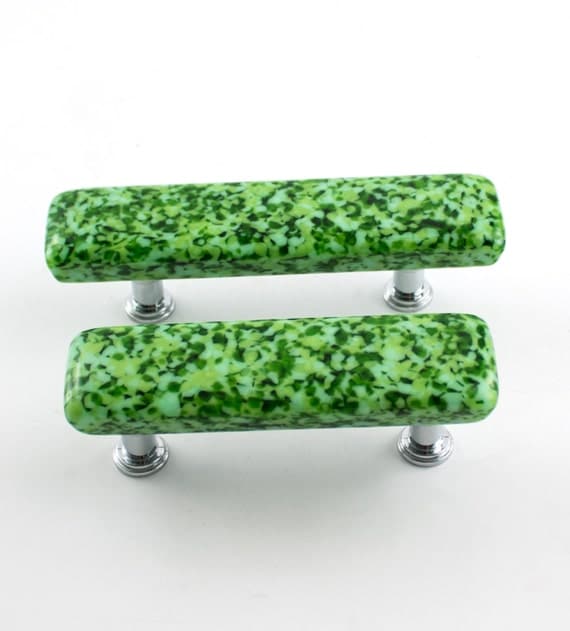 Green Fused Glass Pulls Hardware Unique