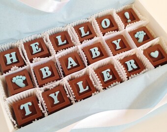 Baby Boy Congratulations - Welcome New Baby Boy Card and Chocolates