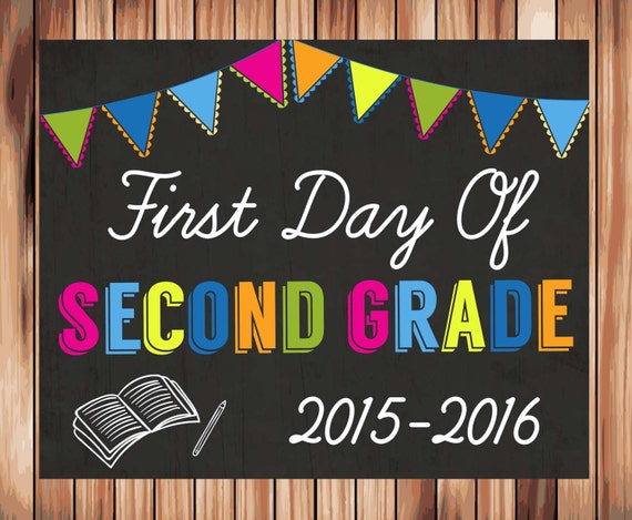 Items similar to First Day of Second Grade Sign, 2nd grade sign, Black ...