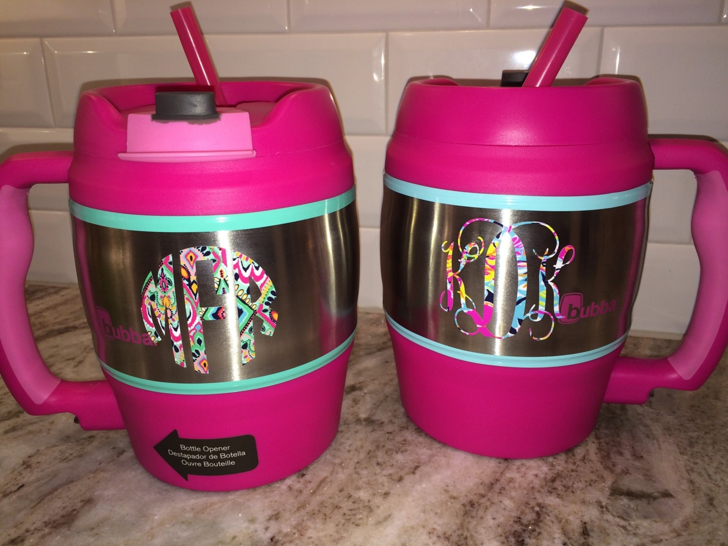 52 oz. Hot Pink Bubba Keg with Monogram Monogrammed with