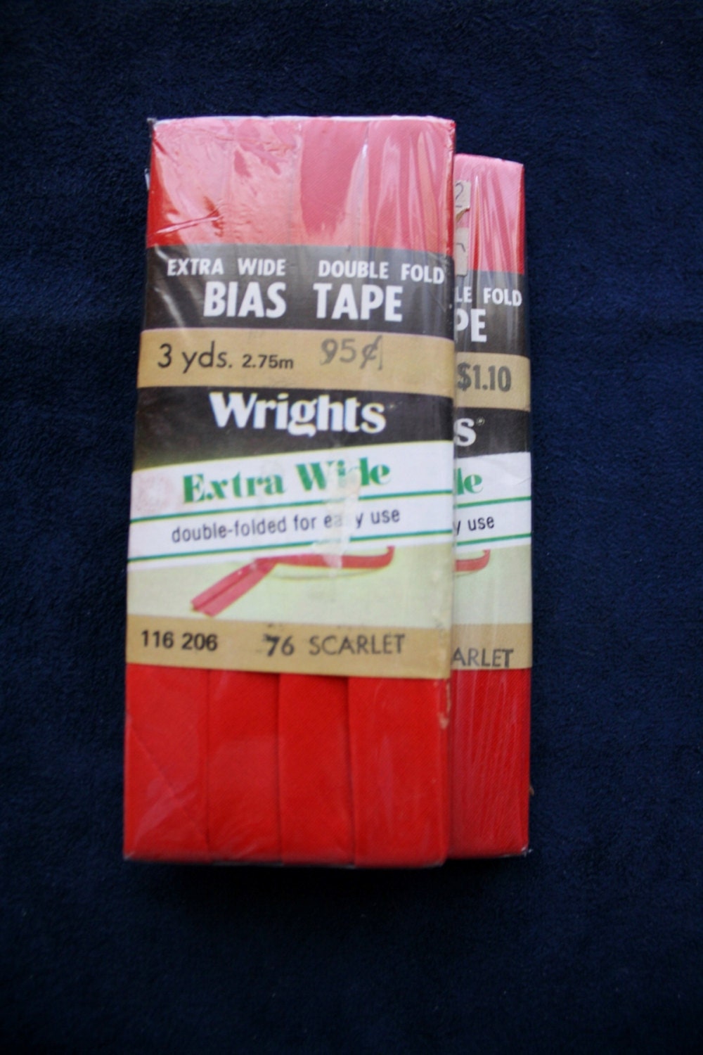 Wrights Extra Wide Double Fold Bias Tape / 3 Yards Set of Two