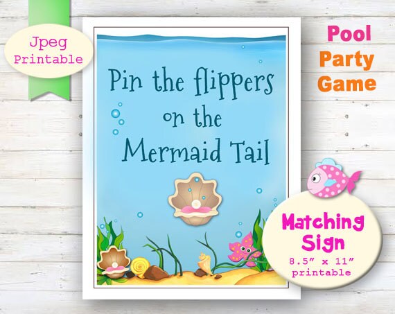 PIN THE TAIL on the Mermaid Printable party game Mermaid