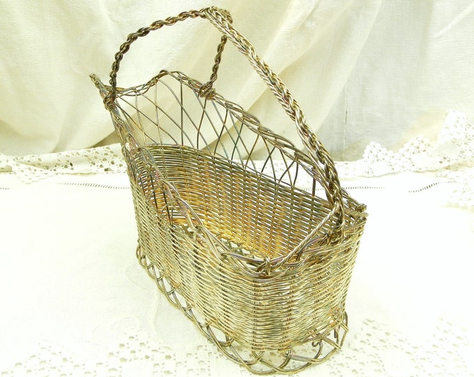 Vintage French Silver Plated Wire Wine Basket / Dining / Tableware / Dinner Party / Restaurant / Kitchenware / Wine Serving / Bottle Basket Vintage French Silver Plated Wire Wine Basket / Dining / Tableware / Dinner Party / Restaurant / Kitchenware / Wine Serving / Bottle Basket