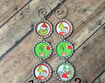 The Grinch bottle cap ornaments