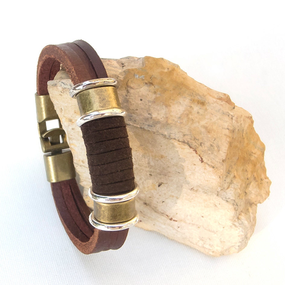 Men's leather bracelet Leather bracelet for by Jullyetcreations