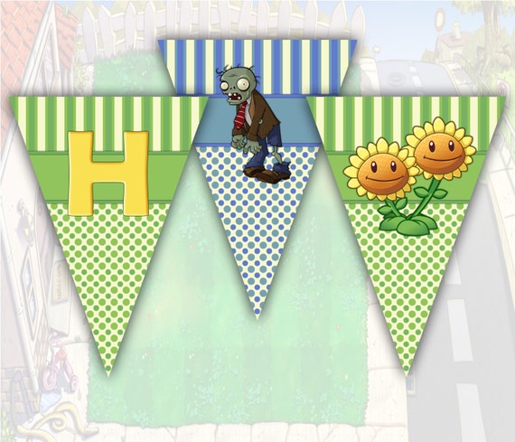 Plants vs Zombies Happy Birthday banner Printable