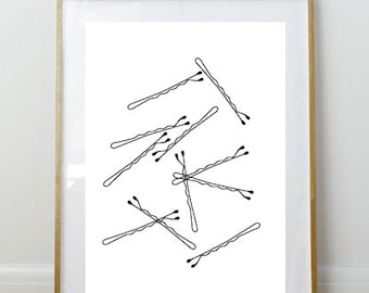 Bobby Pin Print // 8x10 Print // Art Print // Wall Decor // Home Decor // Bobby Pins // Girly // Bathroom Print // Bedroom Print //