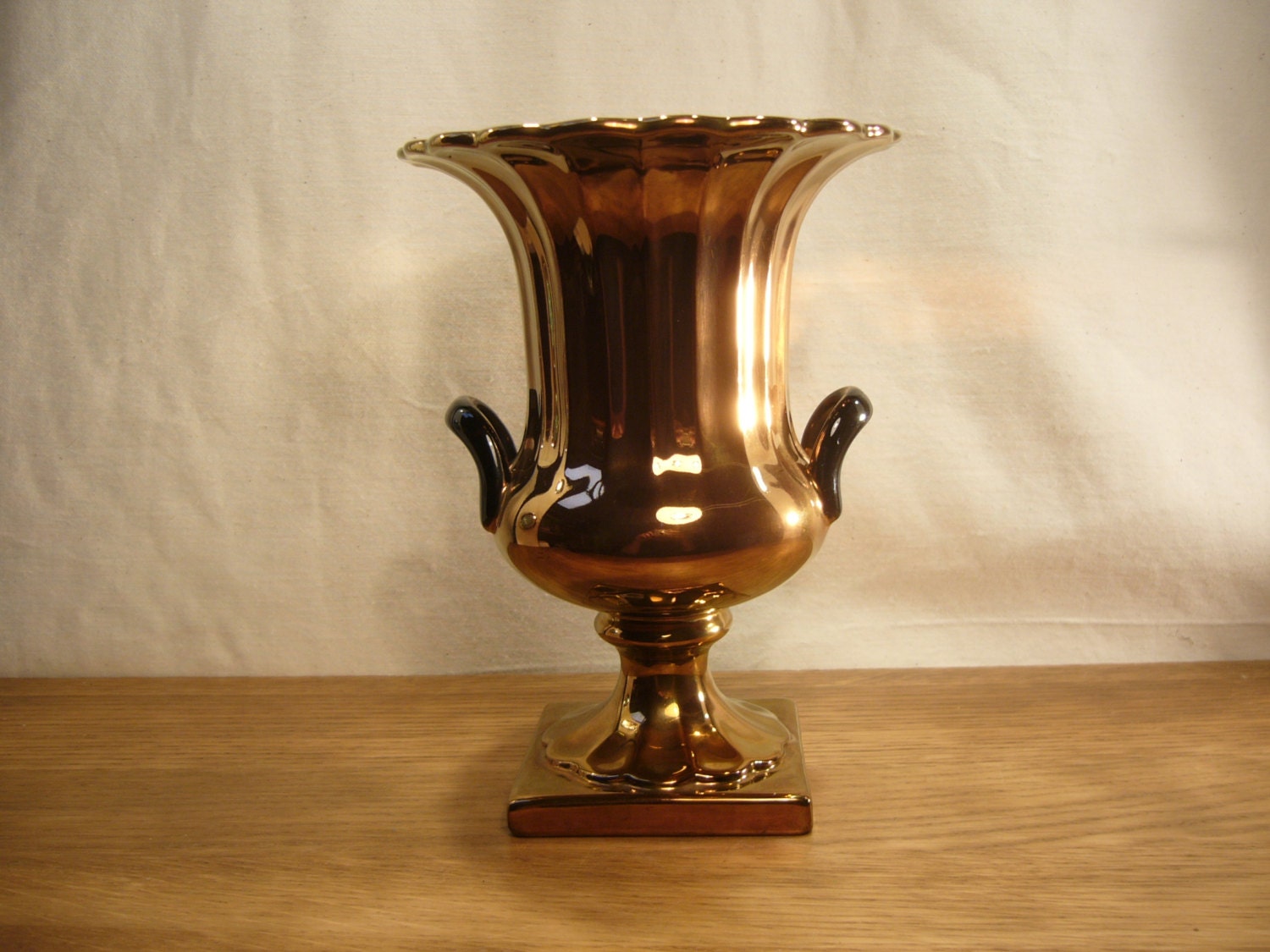 Vintage Beswick copper lustre urn vase