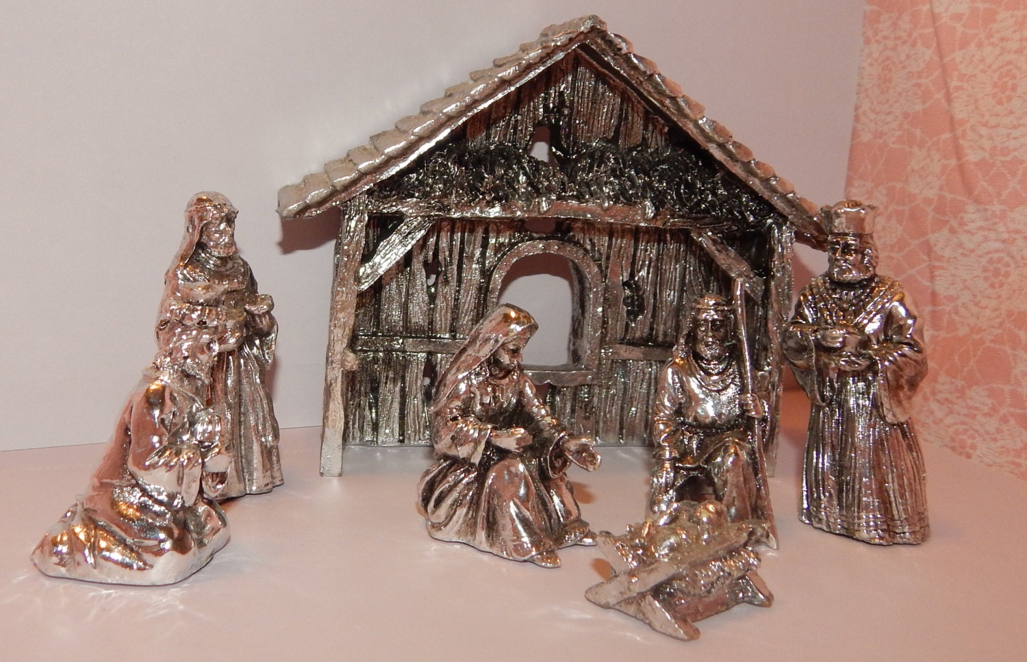 7 piece set of silver plate nativity figures manger scene 7 piece set of silver plate nativity figures manger scene