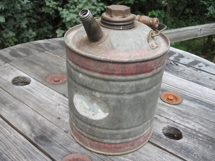 Vintage Galvanized Kerosene Can Metal Gas Oil Fuel Gasoline