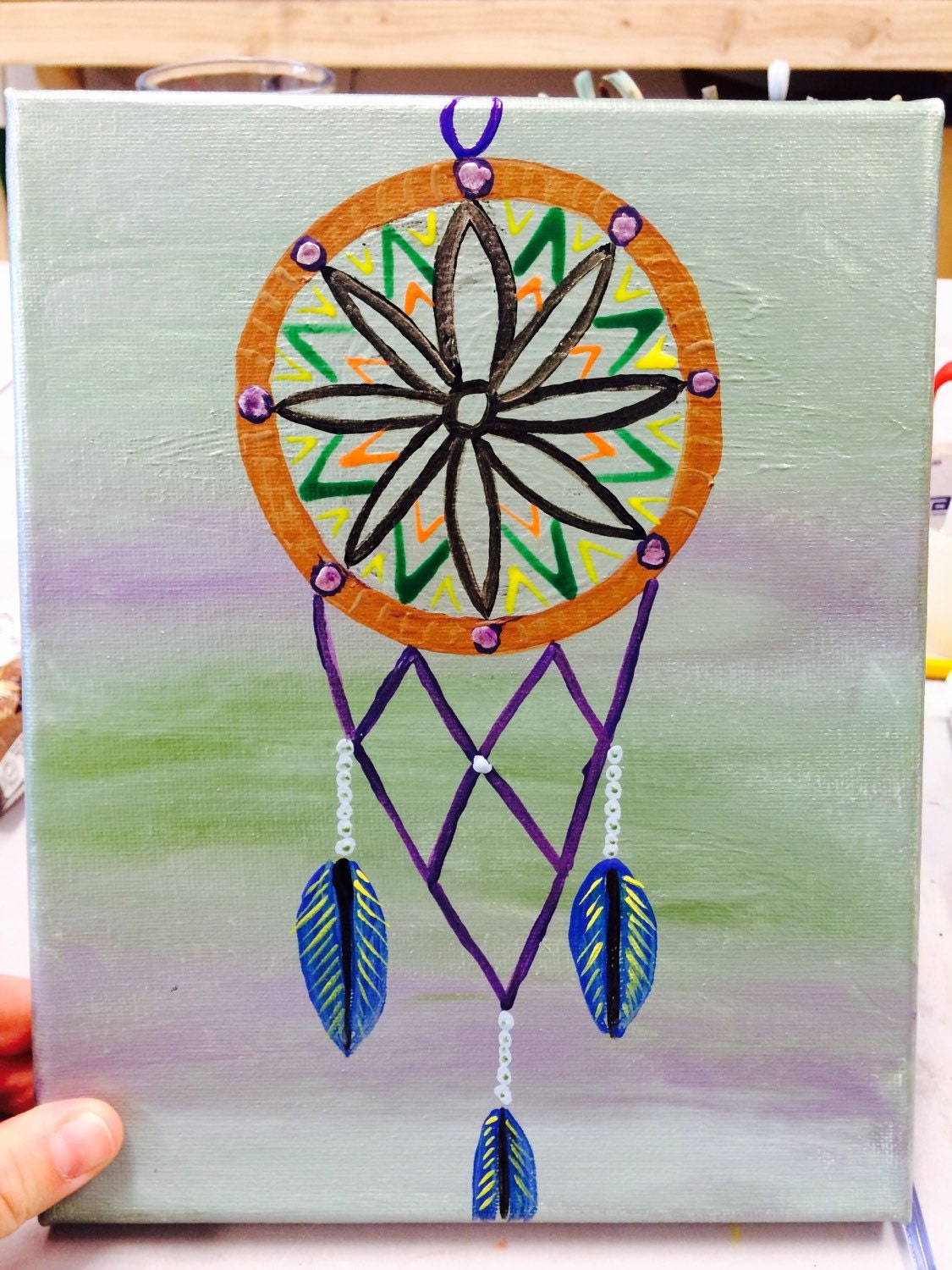 Hand painted Original Painting On 8x10 Canvas dream catcher
