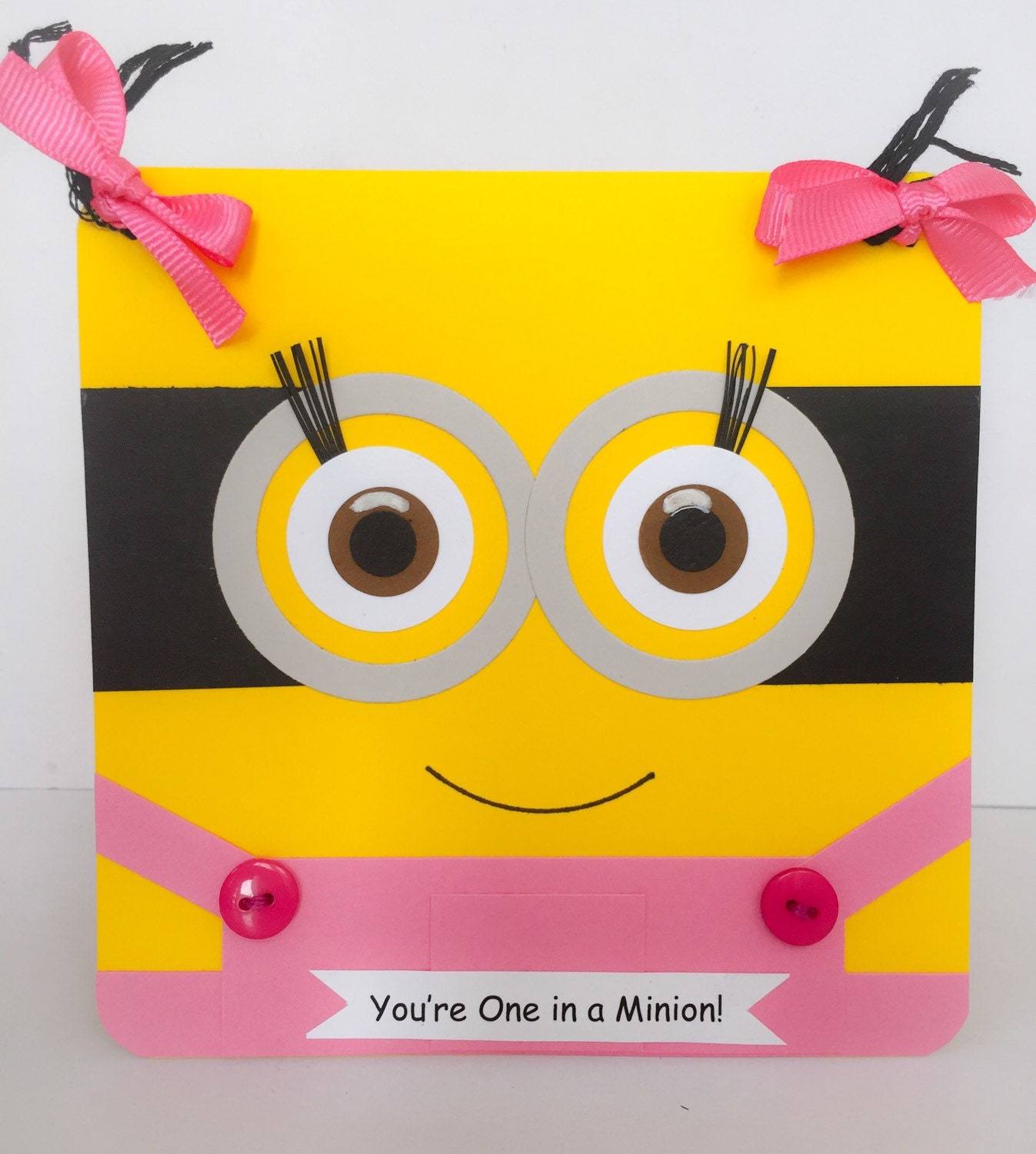 Handmade Minion Card Minion Greeting Card Girl Minion Pink