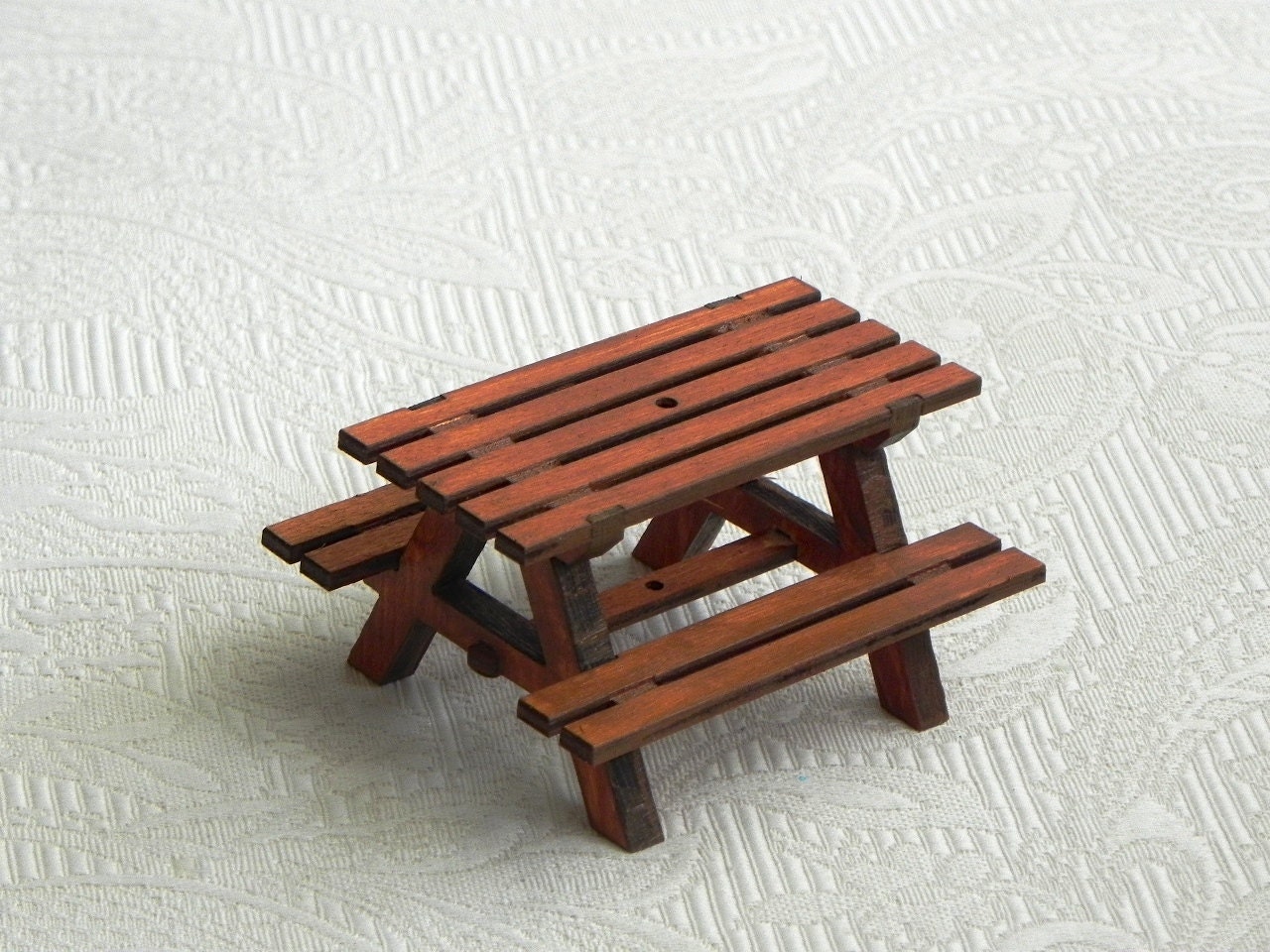 Fairy Garden Picnic Table Handcrafted miniature metal