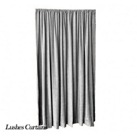 Gray Velvet Curtain Panel 144 H Extra Long FR Flame