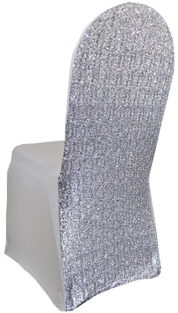 2 Silver Sequin Chair Covers Spandex Tight by SparkleSoiree