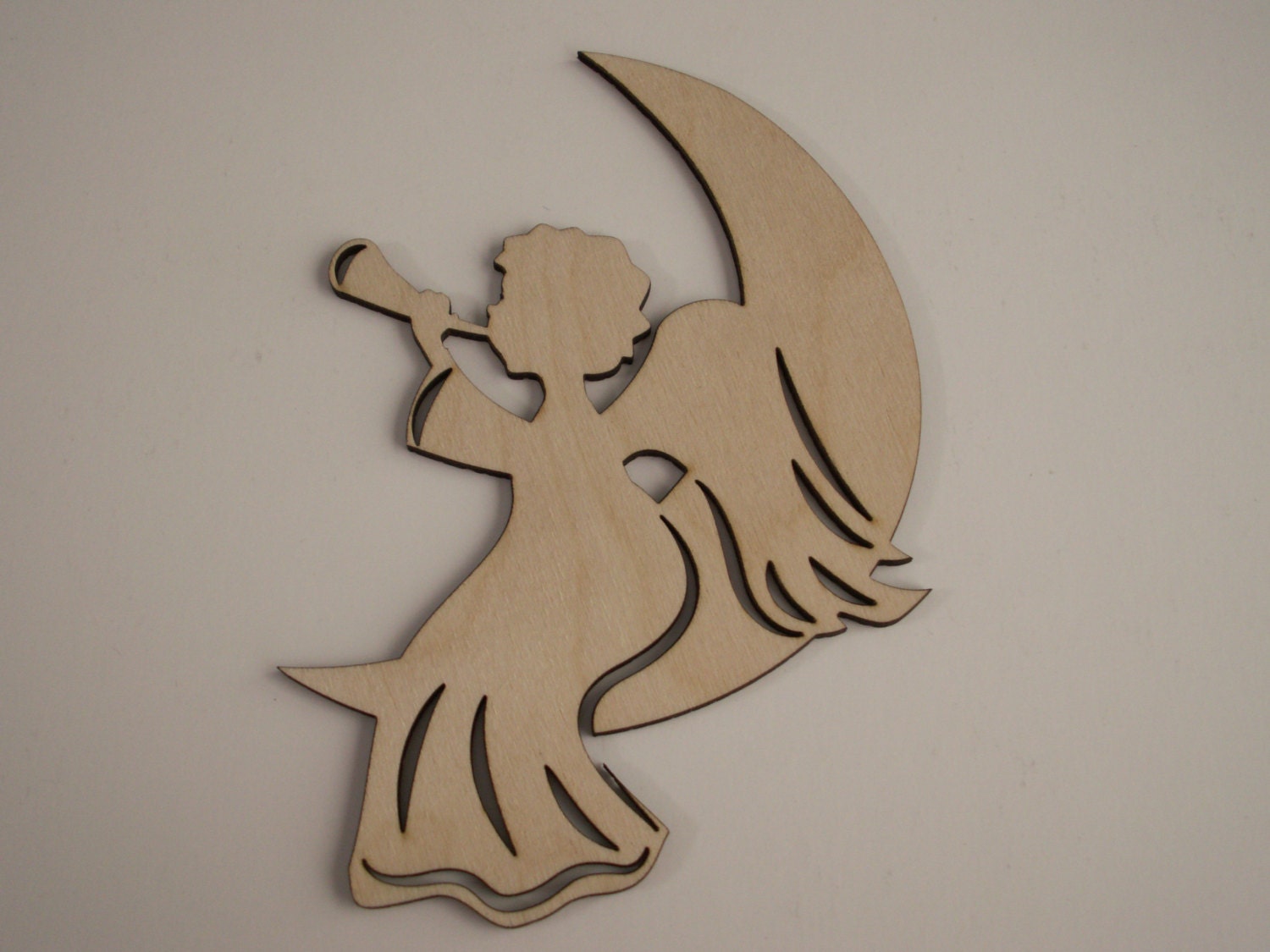 Wood Angel with Trumpet 3 PIECES Laser Cut by TomaCraftPlace