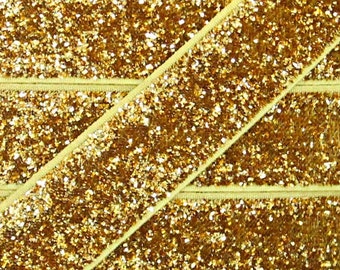 5/8 Inch GOLD Glitter Fold Over Elastic