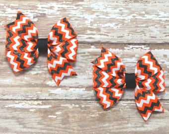 Halloween Hair Bows, Halloween Hair Clips, Halloween Pigtail Bows, Orange Pigtail Bows, Chevron Hair Bows, Fall Hair Bows, Fall Hair Clips