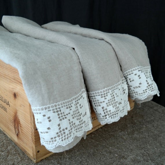 LINEN DISH towels SET of 3 piece. Country style for by