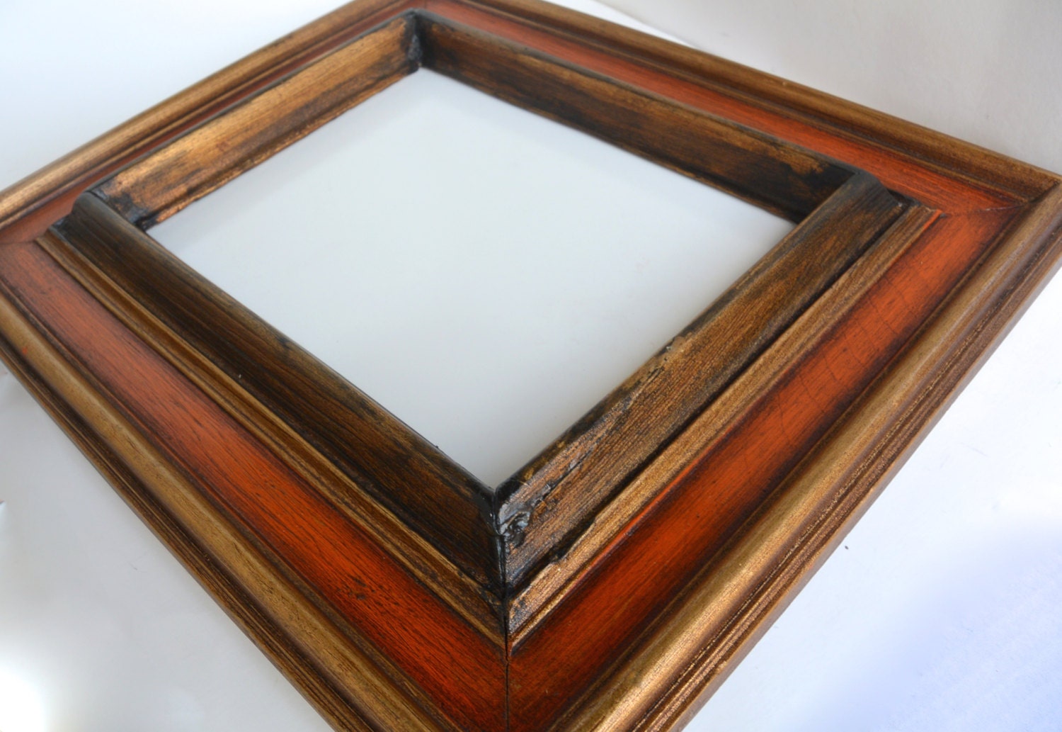 Orange and Gold Framed White Board Dry Erase Repurposed and