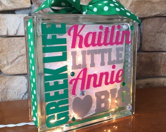 Big Little Sorority Greek Life GemLight, Personalized in Your Colors