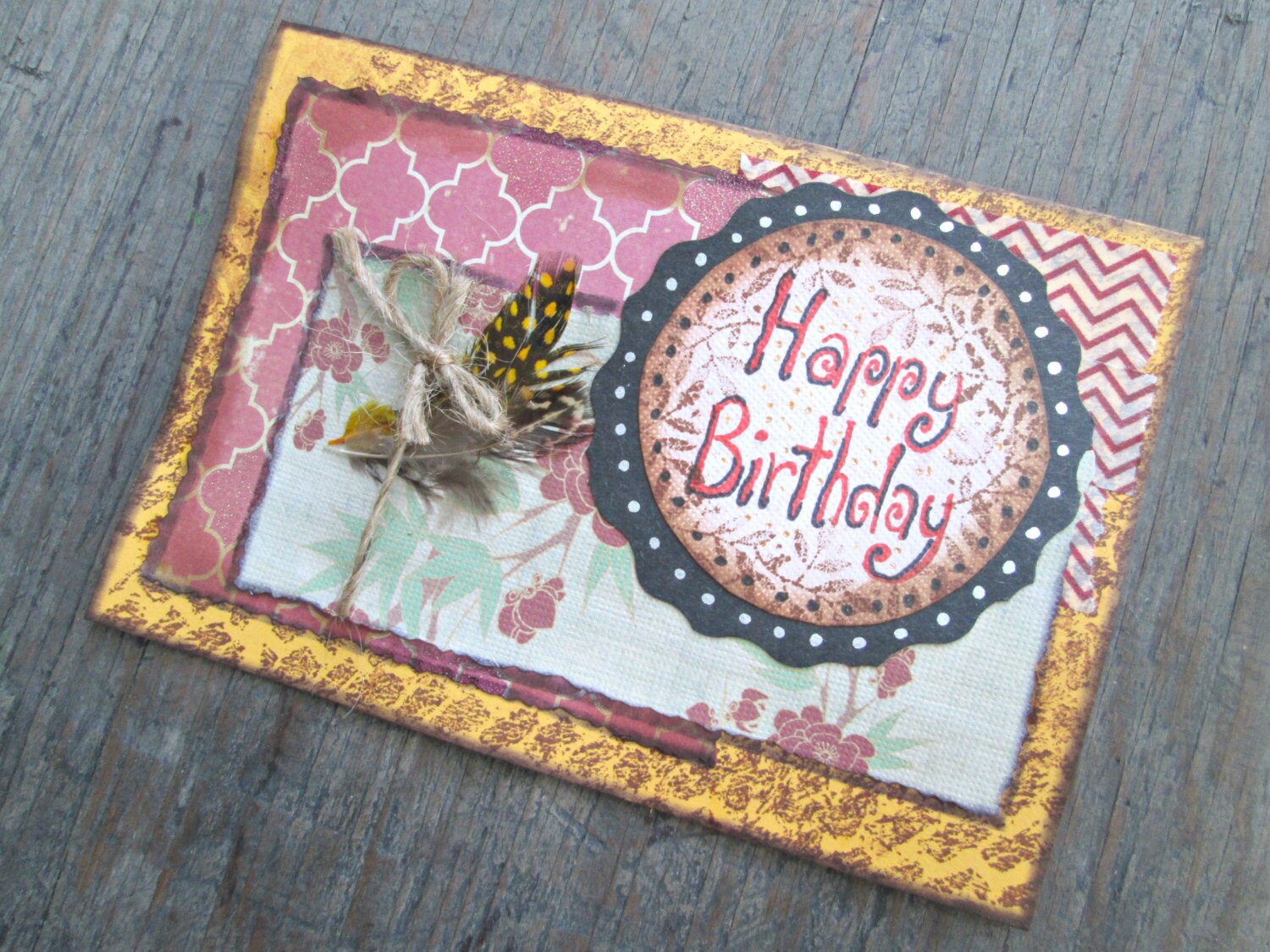 Boho Birthday Card Hippie Gypsy Birthday Card Hand painted