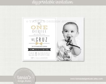 Mr. ONEderful Printable Photo Birthday Invitation by tania's design studio