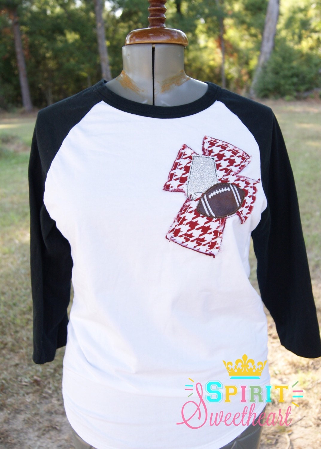 Alabama Football Love Raglan TShirt with Raggy Houndstooth
