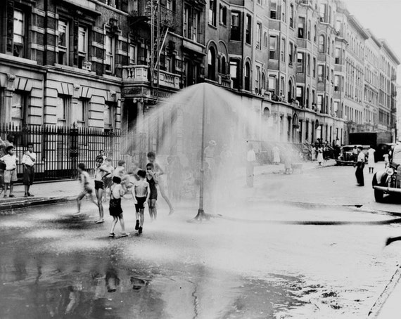 vintage men playing ifire hydrant