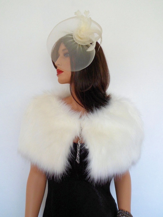 cream fur capelet ivory fur cream bridal wrap fake fur