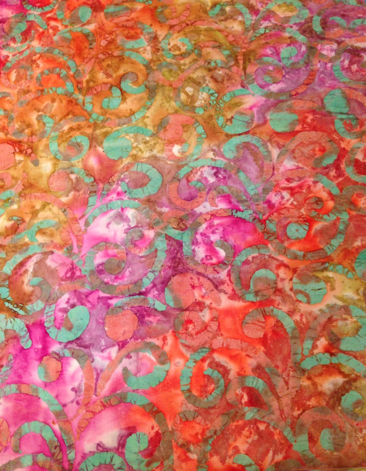 Batik fabric by the yard pink batik orange batik purple