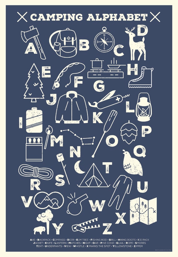 alphabet question games LiaGriffith on Camping Poster Alphabet Etsy by