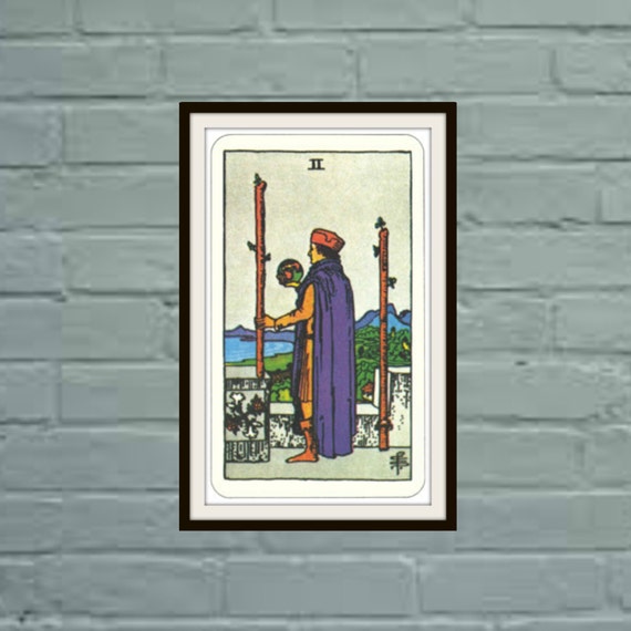 Two of Wands RiderWaiteSmith Tarot Card by WolfgangLovesMabel