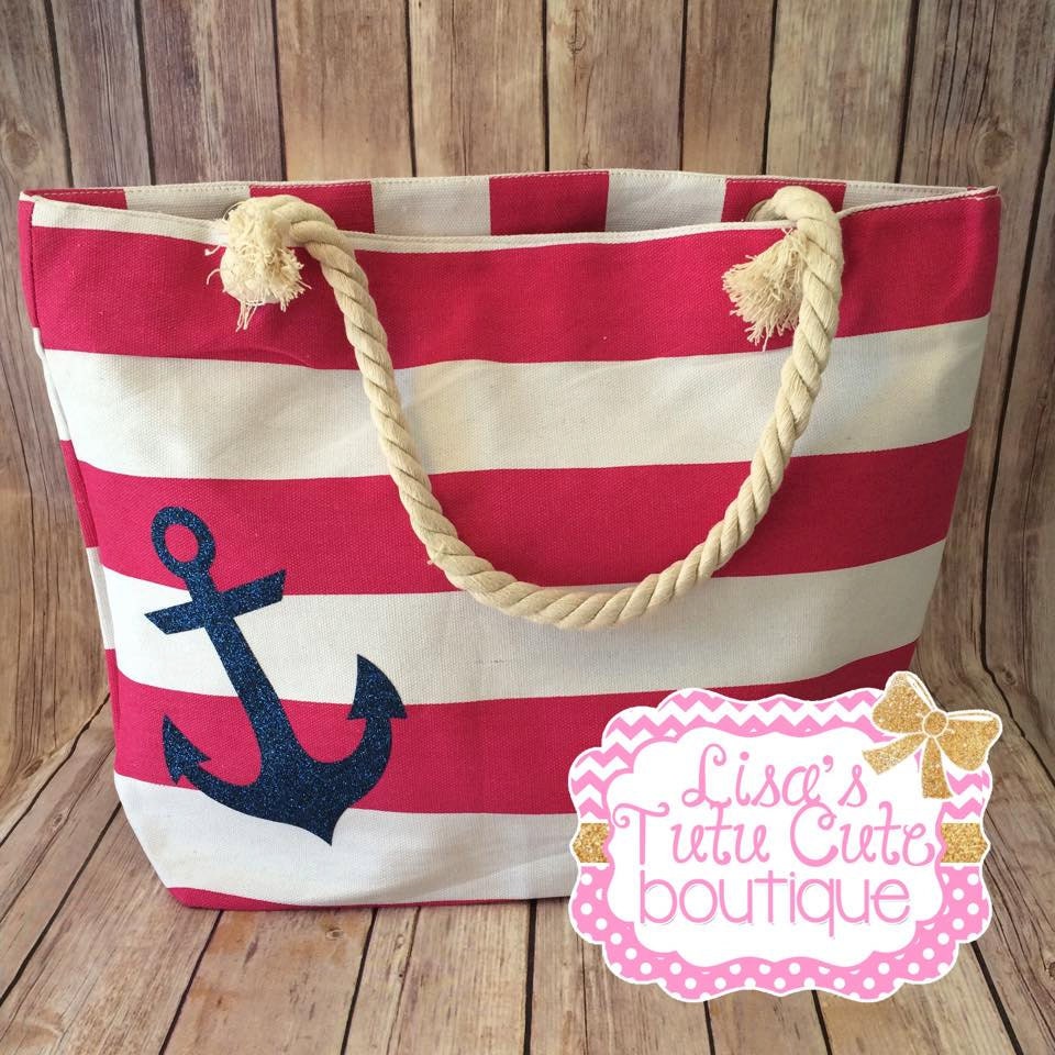 Nautical Canvas Bag with Anchor. Bridesmaid Gifts. Shower