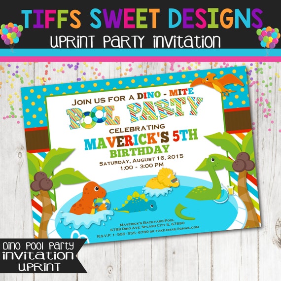 Dinosaur Pool Party Invitations 9