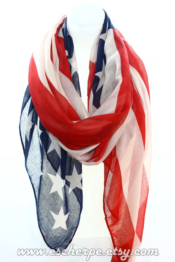 US Flag Scarf American Flag Scarf Patriotic Scarf by escherpe